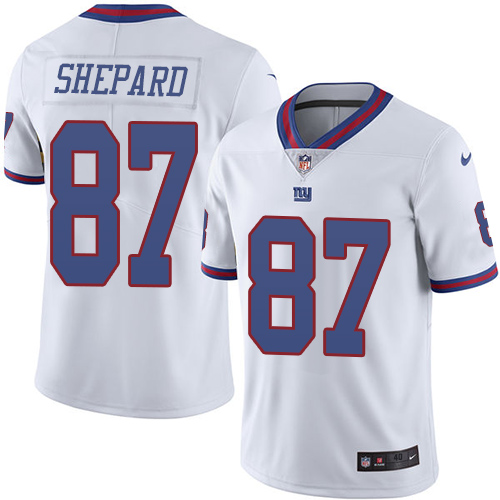 Men's Elite Sterling Shepard Nike Jersey White - #87 Rush NFL New York Giants